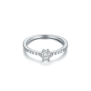 Vittore Attract Ring with Clear Swarovski Crystals Rhodium Plated
