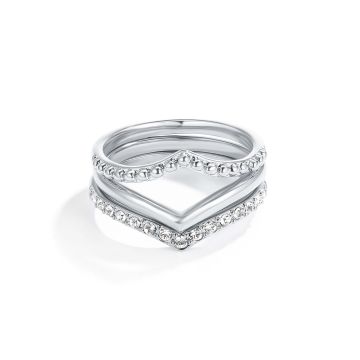 Wishbone Trio Stackable Ring Clear Rhodium Plated