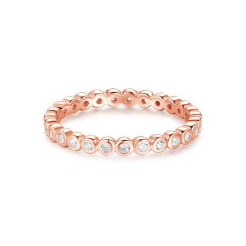 Alluring Small Brilliant Cut Stackable Ring Sterling Silver Rose Gold Plated