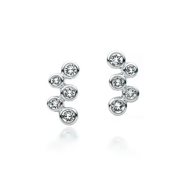 Fidelity Earrings Stud with Blue Clear Swarovski Crystals Bubbles Bridal Rhodium Plated
