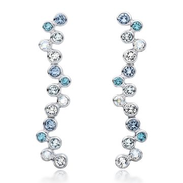 Fidelity Drop Earrings with Blue Swarovski Crystals Dangle Wedding Rhodium Plated