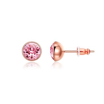 Signature Stud Earrings with 1 Carat Light Rose Swarovski Crystals Rose Gold Plated