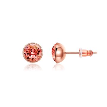 Signature Stud Earrings with 1 Carat Padparadscha Swarovski Crystals Rose Gold Plated