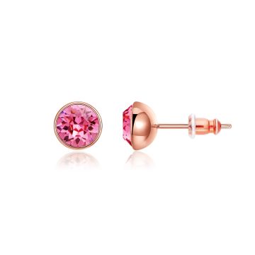 Signature Stud Earrings with 1 Carat Rose Swarovski Crystals Rose Gold Plated