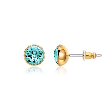 Signature Stud Earrings with 1 Carat Light Turquoise Swarovski Crystals Gold Plated