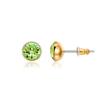 Signature Stud Earrings with 1 Carat Peridot Swarovski Crystals Gold Plated