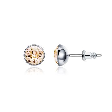 Signature Stud Earrings with 1 Carat Silk Swarovski Crystals Rhodium Plated