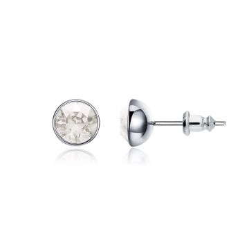 Signature Stud Earrings with 1 Carat Crystal Silver Shade Swarovski Crystals Rhodium Plated