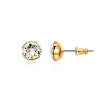 Signature Stud Earrings with 1 Carat Clear Swarovski Crystals Gold Plated