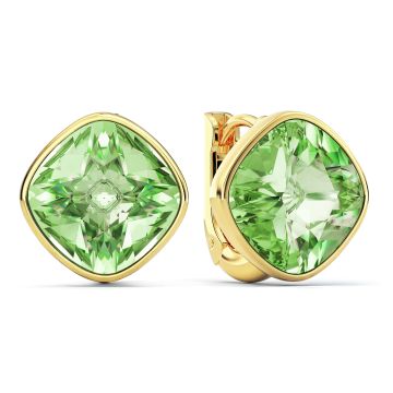 Cushion Statement Hoop Earrings with Peridot Crystals Gold Plated