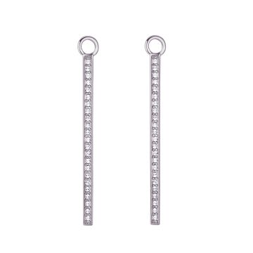 Vi Drop Bar Mix Hoop Earring Charms made with Clear Swarovski Crystals Rhodium Plated