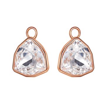 Trillion Statement Mix Hoop Earring Charms made with Clear Swarovski Crystals Rose Gold Plated