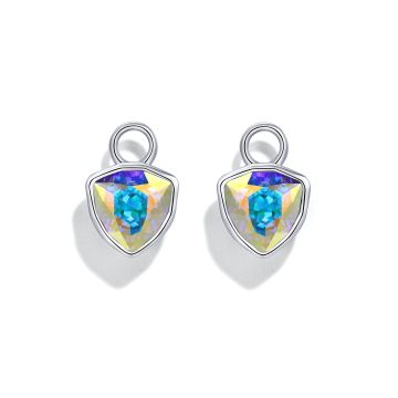 Trillion Mini Mix Charms with Crystal Aurore Boreale Swarovski Crystal Rhodium Plated