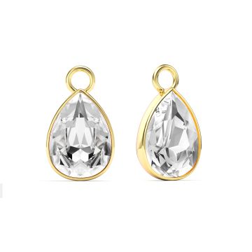 Statement Teardrop Mix Charms with Clear Swarovski Crystals Gold Plated