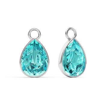 Statement Teardrop Mix Charms with Light Turquoise Swarovski Crystals Rhodium Plated