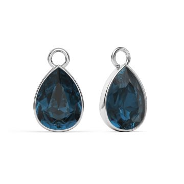 Statement Teardrop Mix Charms with Montana Swarovski Crystals Rhodium Plated