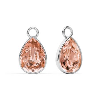 Statement Teardrop Mix Charms with Vintage Rose Swarovski Crystals Rhodium Plated