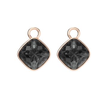 Cushion Mix Charms with Crystal Silver Night Swarovski Crystal Rose Gold Plated