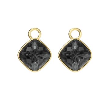 Cushion Mix Charms with Crystal Silver Night Swarovski Crystal Gold Plated