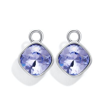 Cushion Mix Charms with Provence Lavender Swarovski Crystal Rhodium Plated