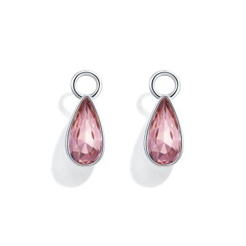 Raindrop Mix Charms with Swarovski Rhodium Plated Vintage Rose