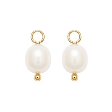 Oval Freshwater Pearl Drop Mix Charm Gold Plated