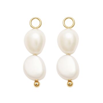 Double Organic Freshwater Pearl Drop Mix Charm Gold Plated