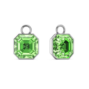 Asscher Mix Charms with Peridot Crystals Rhodium Plated