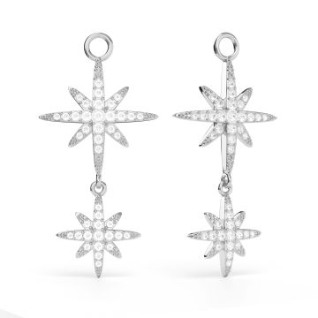 Polaris Statement Drop Star Mix Charms Clear Crystals Rhodium Plated