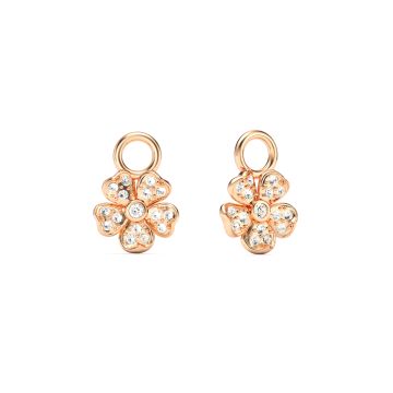 Cherry Blossom Flower Mix Charms Clear Crystals Pave Rose Gold Plated