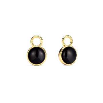 Round Petite Cabochon Mix Charms Black Onyx Gold Plated