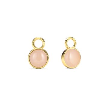Round Petite Cabochon Mix Charms Rose Quartz Gold Plated