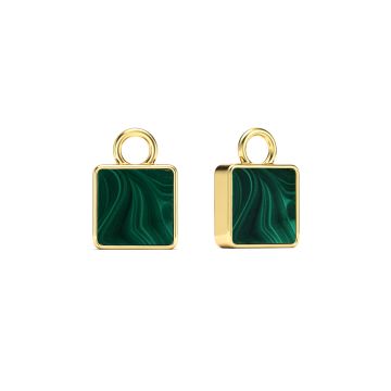 Square Mix Charms Malachite Gold Plated