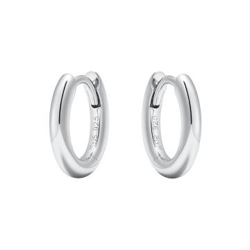 Minimal Mix Hoop Carrier Earrings in Sterling Silver Clear Rhodium Plated
