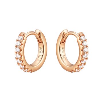 Eternity Metro Mix Hoop Carrier Earrings in Sterling Silver Clear Rose Gold Plated