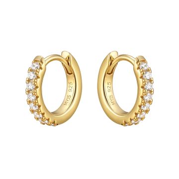 Eternity Metro Mix Hoop Carrier Earrings in Sterling Silver Clear Gold Plated