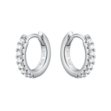 Eternity Metro Mix Hoop Carrier Earrings in Sterling Silver Clear Rhodium Plated