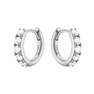 Eternity Bold Mix Hoop Carrier Earrings in Sterling Silver Clear Rhodium Plated