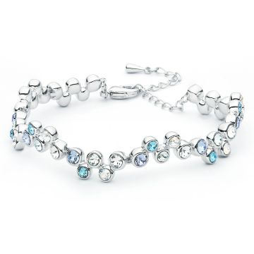 Fidelity Bracelet with Blue Swarovski Crystals Rhodium Plated