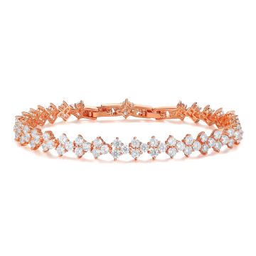 Victoria Regal Clear Cubic Zirconia Tennis Bracelet Bridal Rose Gold Plated
