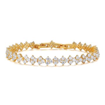 Victoria Regal Clear Cubic Zirconia Tennis Bracelet Bridal Gold Plated