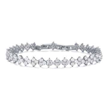 Victoria Regal Clear Cubic Zirconia Tennis Bracelet Bridal Rhodium Plated