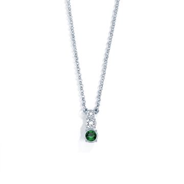 Attract Trilogy Round Pendant with Emerald Austrian Crystals Rhodium Plated