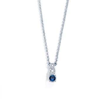 Attract Trilogy Round Pendant with Montana Austrian Crystals Rhodium Plated