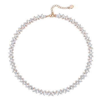 Victoria Necklace with Marquise Clear CZ Bridal Rose Gold Plated