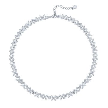 Victoria Necklace with Marquise Clear CZ Bridal Rhodium Plated