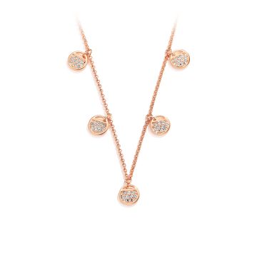 Ginger Layered Necklace with Clear Swarovski Crystals Rose Gold Plated