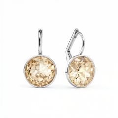Bella Earrings 4 Carat Drop Earrings Champagne Crystals Rhodium Plated