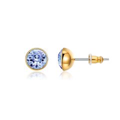 Signature Stud Earrings with 1 Carat Light Sapphire Swarovski Crystals Gold Plated