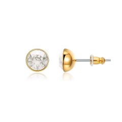 Signature Stud Earrings with 1 Carat Crystal Silver Shade Swarovski Crystals Gold Plated
